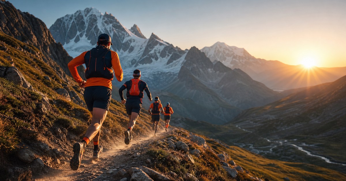 Groupe de traileurs dans le massif du Mont-Blanc