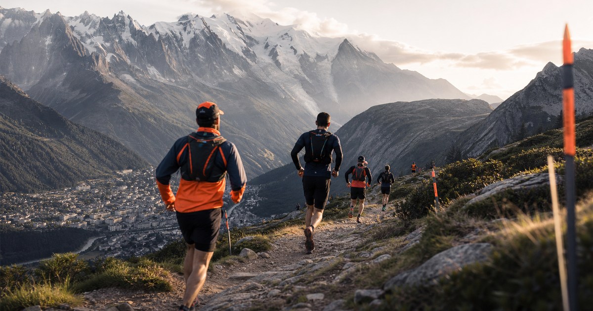 Traileurs face au massif du Mont-Blanc
