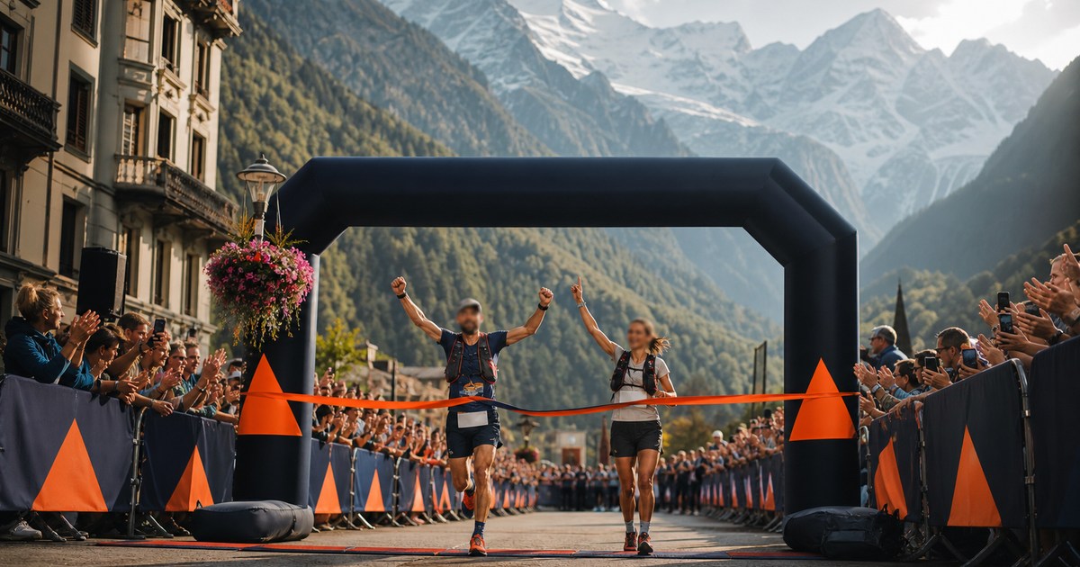 Arrivée de traileurs à Chamonix